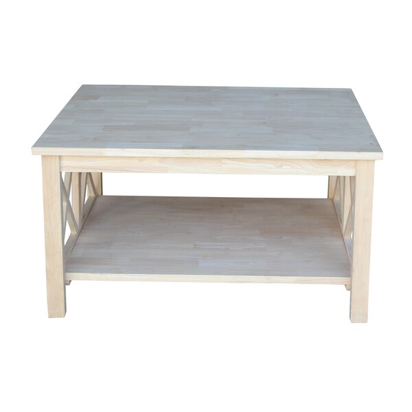 International Concepts Square Hampton  Coffee Table, 34 in W, 34 in L, 18 in H, Wood, Unfinished - OT-70SC2