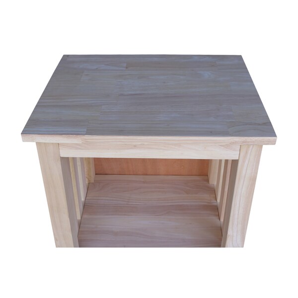 International Concepts Rectangle Mission Tall End Table Includes Drawer, 21 in W, 17 in L, 28.5 in H, Wood, Unfinished - BJ6TD
