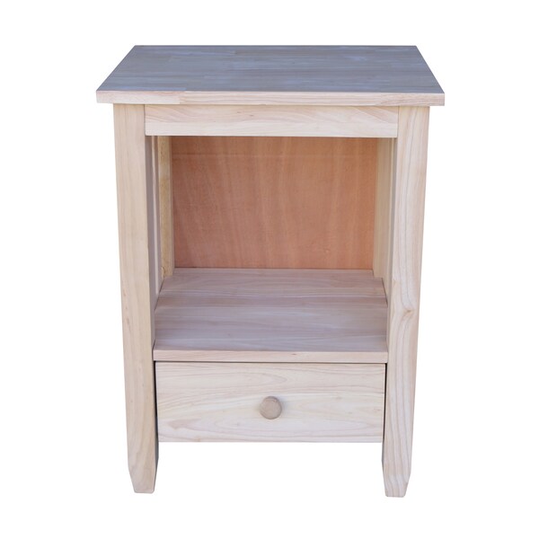 International Concepts Rectangle Mission Tall End Table Includes Drawer, 21 in W, 17 in L, 28.5 in H, Wood, Unfinished - BJ6TD