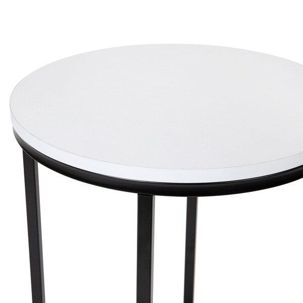 Flash Furniture Round White End Table with Matte Black Frame - NAN-JH-1787ET-BK-GG