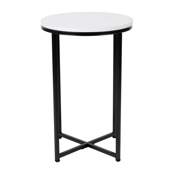 Flash Furniture Round White End Table with Matte Black Frame - NAN-JH-1787ET-BK-GG