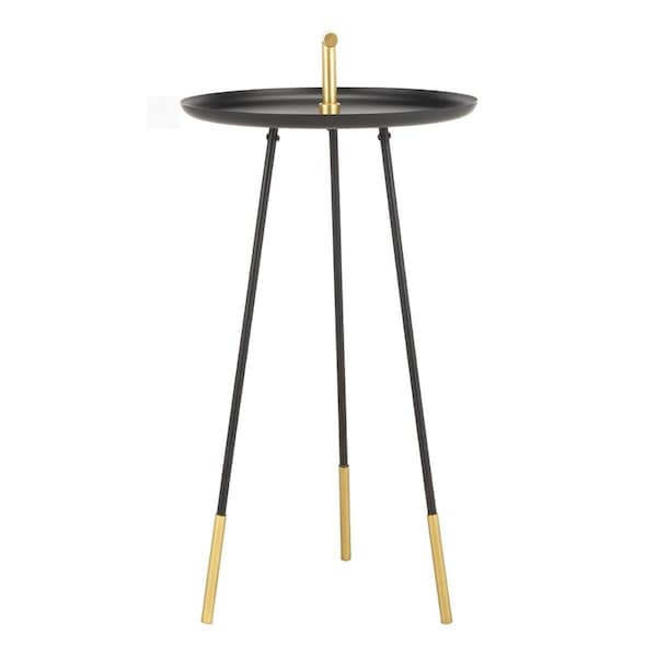 Safavieh 15.7 x 15.7 x 28 in. Delia Handle Side Table with Matte Black & Gold Iron - FOX4524A