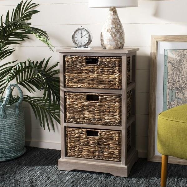 Safavieh Halle Storage Side Table- Vintage White - 29.5 x 13.4 x 17.3 in. - AMH5738E