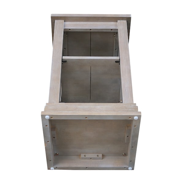 International Concepts Rectangle Hampton Accent Table with Shelves, 16 in W, 16 in L, 26 in H, Wood, Washed Gray Taupe - OT09-70A