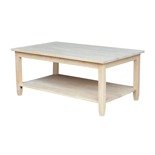 International Concepts Rectangle Solano Coffee Table, 42 in W, 25 in L, 18 in H, Wood, Unfinished - OT-6C