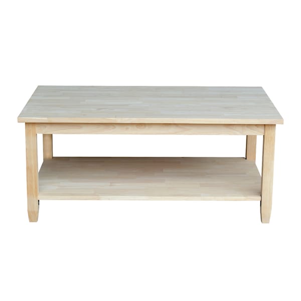 International Concepts Rectangle Solano Coffee Table, 42 in W, 25 in L, 18 in H, Wood, Unfinished - OT-6C