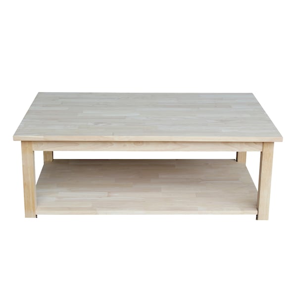 International Concepts Rectangle Solano Coffee Table, 42 in W, 25 in L, 18 in H, Wood, Unfinished - OT-6C