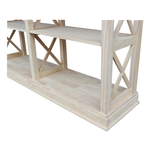 International Concepts Rectangle Hampton Sofa Server Table Includes Shelves, 60 in W, 16 in L, 34.5 in H, Wood, Unfinished - OT-70SL