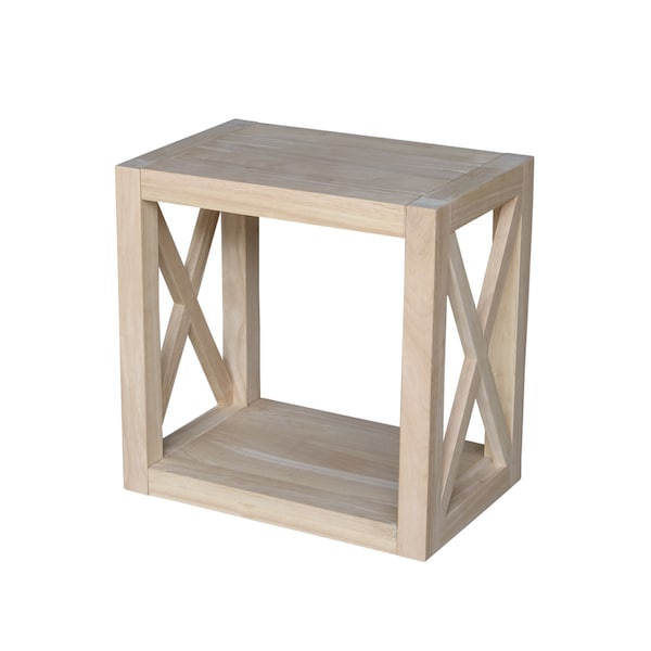 International Concepts Rectangle Hampton Narrow End Table, 19.8 in W, 13 in L, 19.8 in H, Wood, Unfinished - OT-2013X
