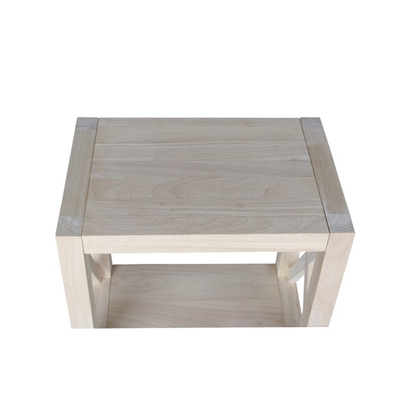 International Concepts Rectangle Hampton Narrow End Table, 19.8 in W, 13 in L, 19.8 in H, Wood, Unfinished - OT-2013X