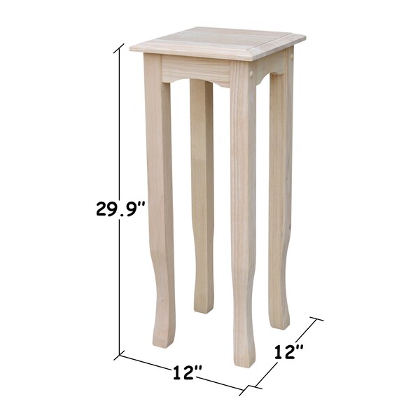 International Concepts Rectangle 30 in High Tea Table, 12 in W, 12 in L, 29.5 in H, Wood, Unfinished - TT30