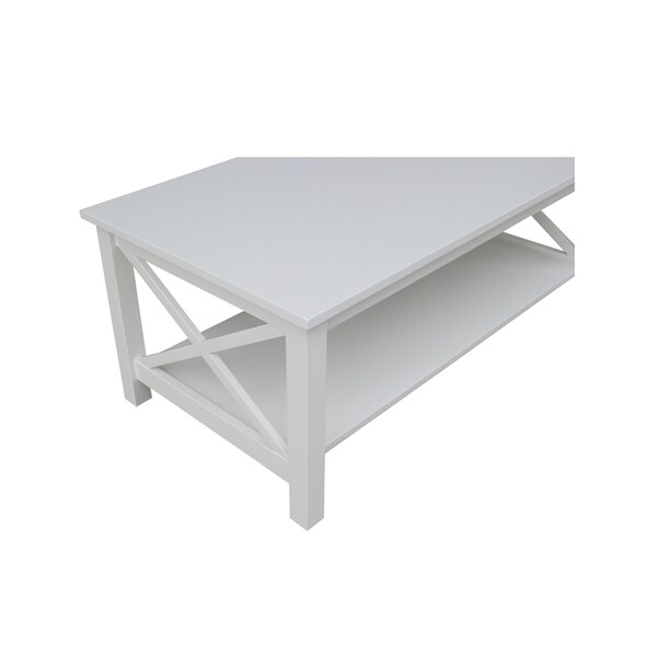 International Concepts Rectangle Hampton Coffee Table, 46 in W, 24 in L, 18 in H, Wood, White - OT08-70C