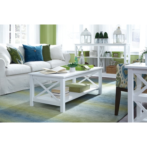 International Concepts Rectangle Hampton Coffee Table, 46 in W, 24 in L, 18 in H, Wood, White - OT08-70C