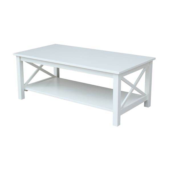 International Concepts Rectangle Hampton Coffee Table, 46 in W, 24 in L, 18 in H, Wood, White - OT08-70C