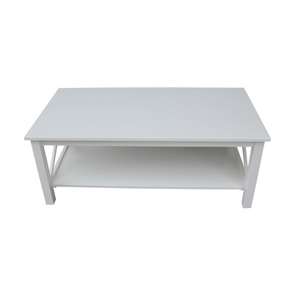 International Concepts Rectangle Hampton Coffee Table, 46 in W, 24 in L, 18 in H, Wood, White - OT08-70C