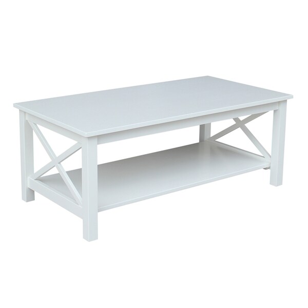 International Concepts Rectangle Hampton Coffee Table, 46 in W, 24 in L, 18 in H, Wood, White - OT08-70C