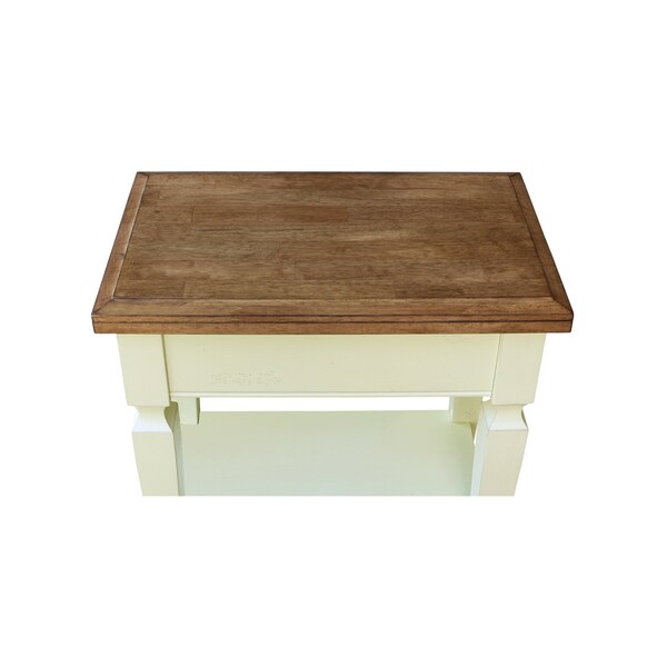 International Concepts Rectangle Vista Solid Wood Side Table with Shelf -, 24 in W, 14 in L, 24 in H, Wood, Hickory/Shell - OT79-15E2