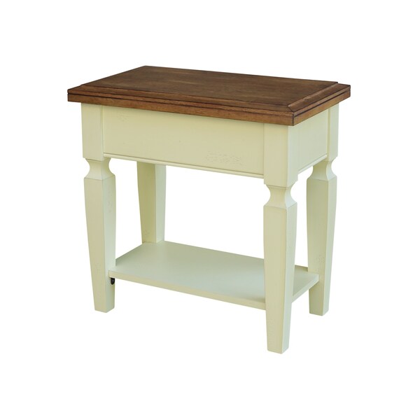 International Concepts Rectangle Vista Solid Wood Side Table with Shelf -, 24 in W, 14 in L, 24 in H, Wood, Hickory/Shell - OT79-15E2
