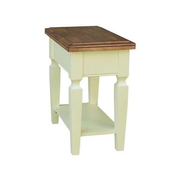 International Concepts Rectangle Vista Solid Wood Side Table with Shelf -, 24 in W, 14 in L, 24 in H, Wood, Hickory/Shell - OT79-15E2