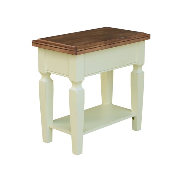 International Concepts Rectangle Vista Solid Wood Side Table with Shelf -, 24 in W, 14 in L, 24 in H, Wood, Hickory/Shell - OT79-15E2