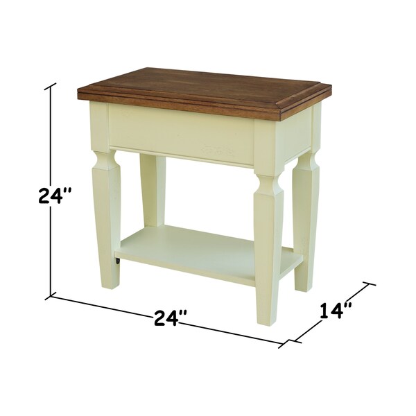 International Concepts Rectangle Vista Solid Wood Side Table with Shelf -, 24 in W, 14 in L, 24 in H, Wood, Hickory/Shell - OT79-15E2