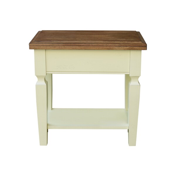 International Concepts Rectangle Vista Solid Wood Side Table with Shelf -, 24 in W, 14 in L, 24 in H, Wood, Hickory/Shell - OT79-15E2