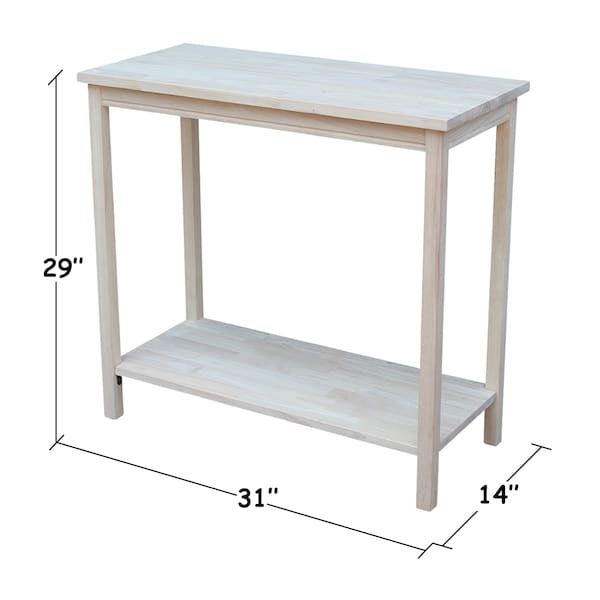 International Concepts Rectangle Portman Accent Table, 31 in W, 14 in L, 29 in H, Wood, Unfinished - OT-43