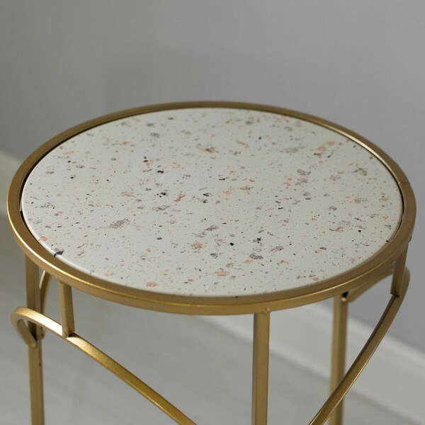Uniquewise Round  12.5 W, 12.5 L, 15 H, Metal, Gold - QI004542
