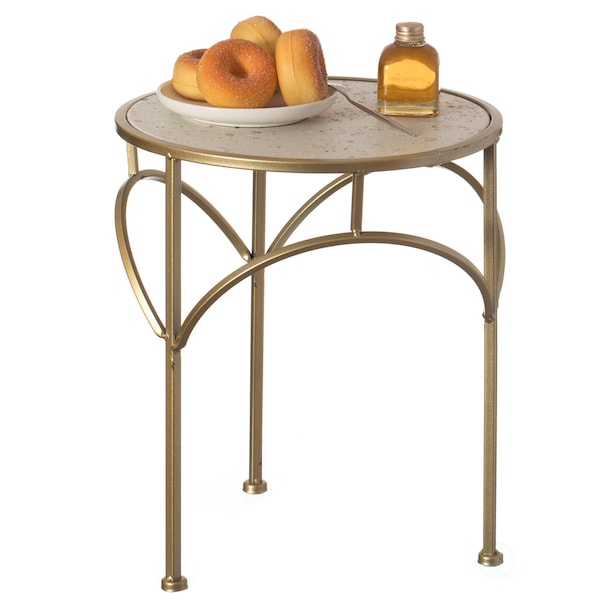Uniquewise Round  12.5 W, 12.5 L, 15 H, Metal, Gold - QI004542