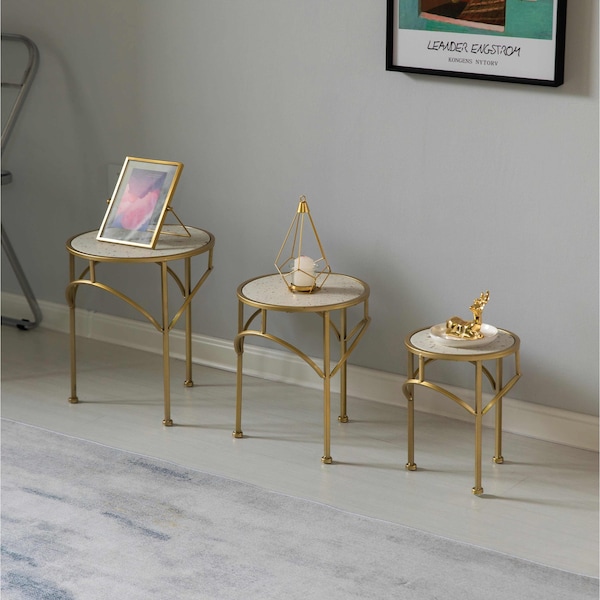 Uniquewise Round  12.5 W, 12.5 L, 15 H, Metal, Gold - QI004542