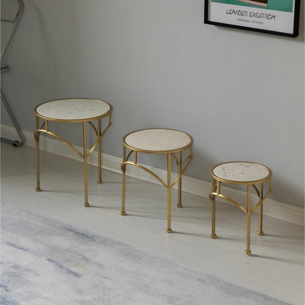 Uniquewise Round  12.5 W, 12.5 L, 15 H, Metal, Gold - QI004542