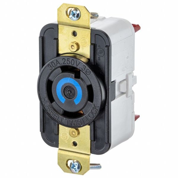 Hubbell HBL2720ST - Receptáculo Twist-Lock® EdgeConnect™ con terminación de resorte, 30A, 3P 250V, L15-30R, Negro - HBL2720ST