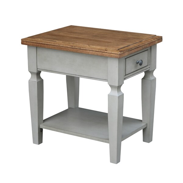 International Concepts Rectangle Vista End Table, 18 in W, 24 in L, 24 in H, Wood, Hickory/Stone - OT41-15E