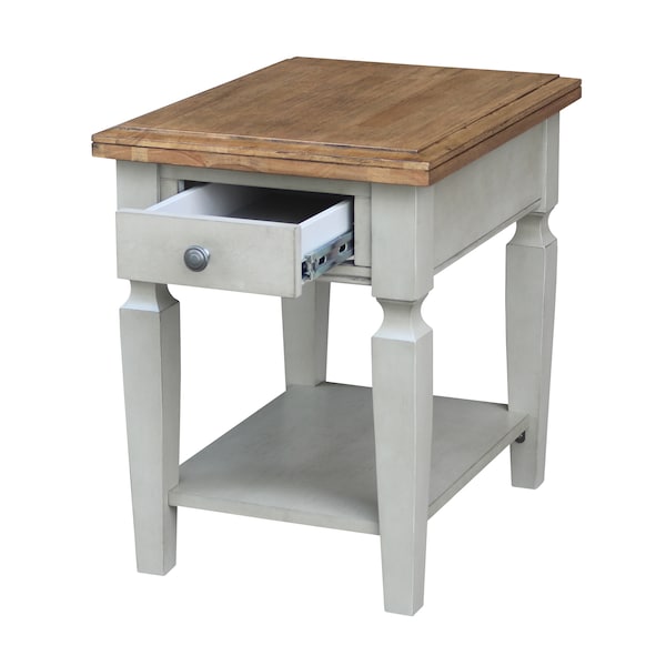 International Concepts Rectangle Vista End Table, 18 in W, 24 in L, 24 in H, Wood, Hickory/Stone - OT41-15E