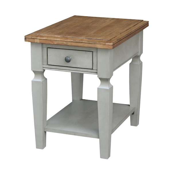International Concepts Rectangle Vista End Table, 18 in W, 24 in L, 24 in H, Wood, Hickory/Stone - OT41-15E