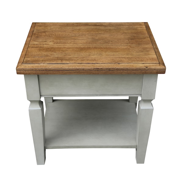 International Concepts Rectangle Vista End Table, 18 in W, 24 in L, 24 in H, Wood, Hickory/Stone - OT41-15E