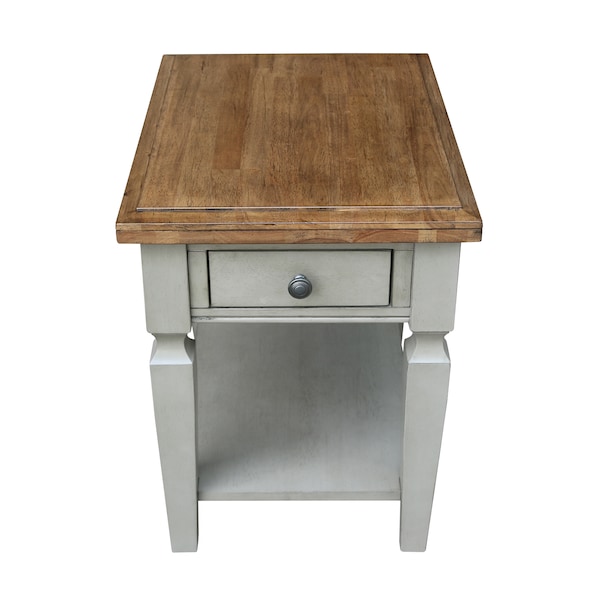 International Concepts Rectangle Vista End Table, 18 in W, 24 in L, 24 in H, Wood, Hickory/Stone - OT41-15E