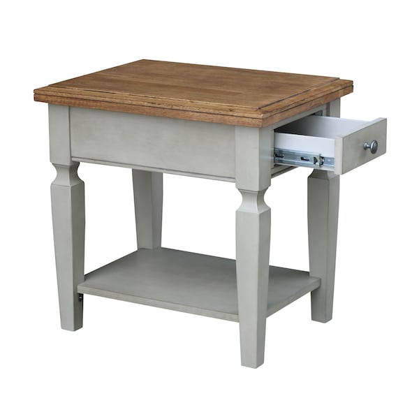 International Concepts Rectangle Vista End Table, 18 in W, 24 in L, 24 in H, Wood, Hickory/Stone - OT41-15E