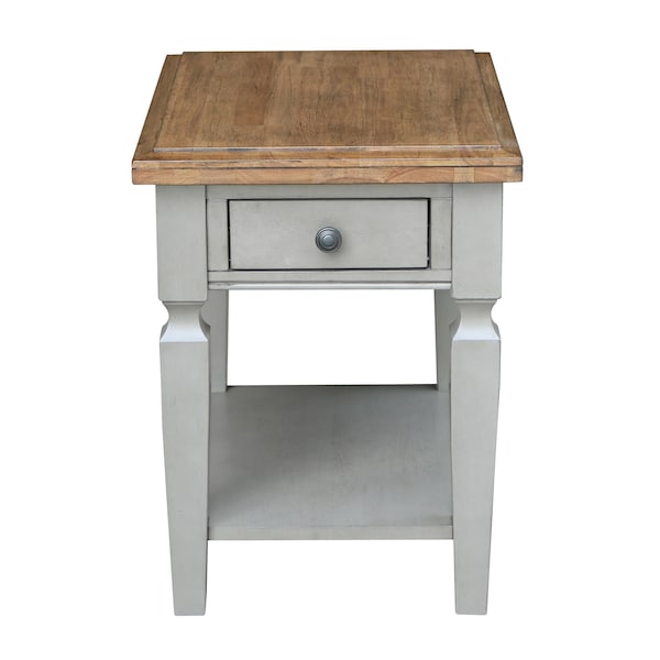 International Concepts Rectangle Vista End Table, 18 in W, 24 in L, 24 in H, Wood, Hickory/Stone - OT41-15E