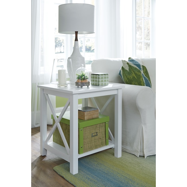 International Concepts Rectangle Hampton End Table, 22 in W, 22 in L, 25 in H, Wood, White - OT08-70E