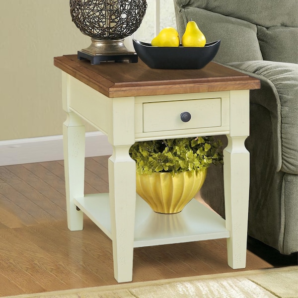 International Concepts Rectangle Vista Solid Wood End Table with Shelf and Drawer -, 18 in W, 24 in L, 24 in H, Wood - OT79-15E