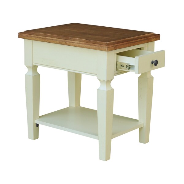 International Concepts Rectangle Vista Solid Wood End Table with Shelf and Drawer -, 18 in W, 24 in L, 24 in H, Wood - OT79-15E