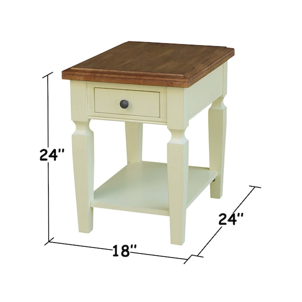 International Concepts Rectangle Vista Solid Wood End Table with Shelf and Drawer -, 18 in W, 24 in L, 24 in H, Wood - OT79-15E