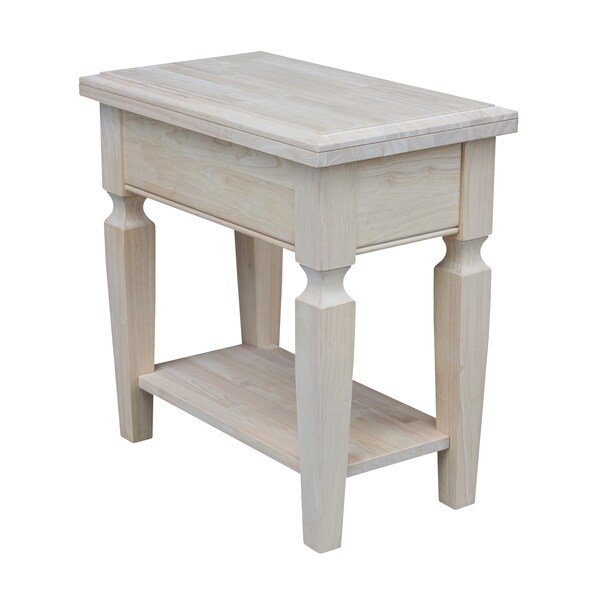 International Concepts Rectangle Vista Side Table, 24 in W, 14 in L, 24 in H, Wood, Unfinished - OT-15E2