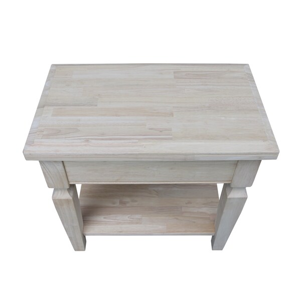 International Concepts Rectangle Vista Side Table, 24 in W, 14 in L, 24 in H, Wood, Unfinished - OT-15E2