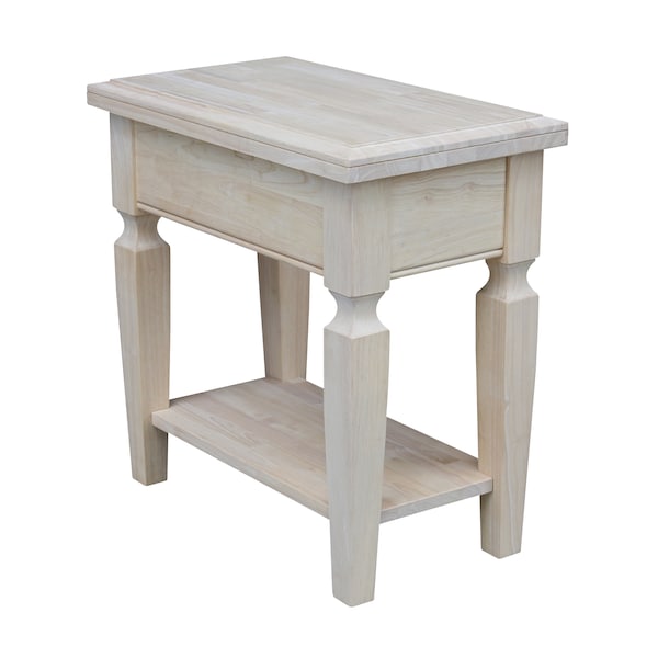 International Concepts Rectangle Vista Side Table, 24 in W, 14 in L, 24 in H, Wood, Unfinished - OT-15E2