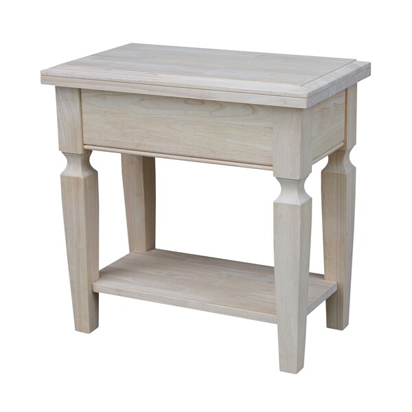 International Concepts Rectangle Vista Side Table, 24 in W, 14 in L, 24 in H, Wood, Unfinished - OT-15E2