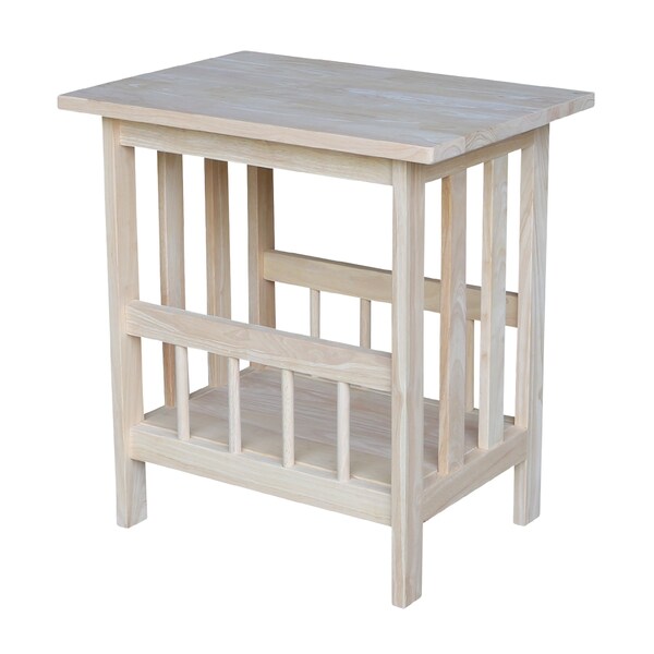 International Concepts Rectangle Mission Magazine End Table, 22.4 in W, 15.6 in L, 23.2 in H, Wood, Unfinished - 9836