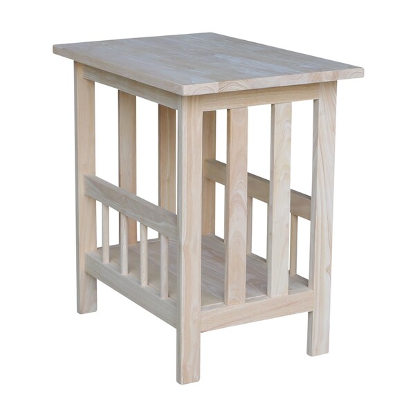 International Concepts Rectangle Mission Magazine End Table, 22.4 in W, 15.6 in L, 23.2 in H, Wood, Unfinished - 9836