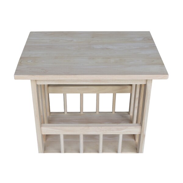 International Concepts Rectangle Mission Magazine End Table, 22.4 in W, 15.6 in L, 23.2 in H, Wood, Unfinished - 9836